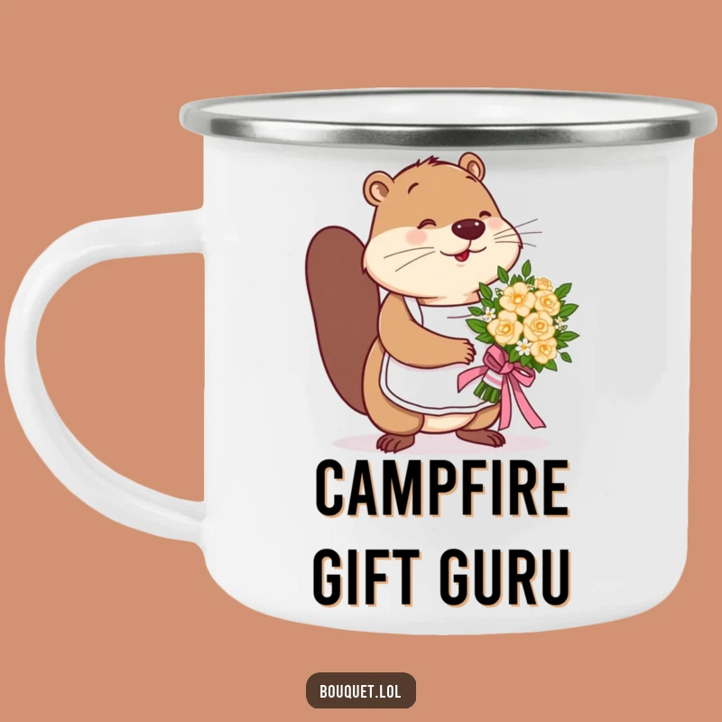 Funny Beaver Florist Camping Mug: Outdoor Bouquet Tying, Crafty Gift!