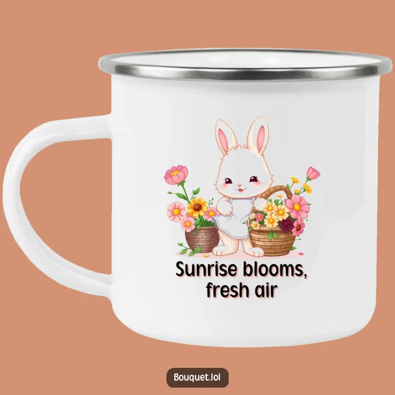 Funny Bunny Florist Camping Mug: Flower Arranging Outdoor Cup