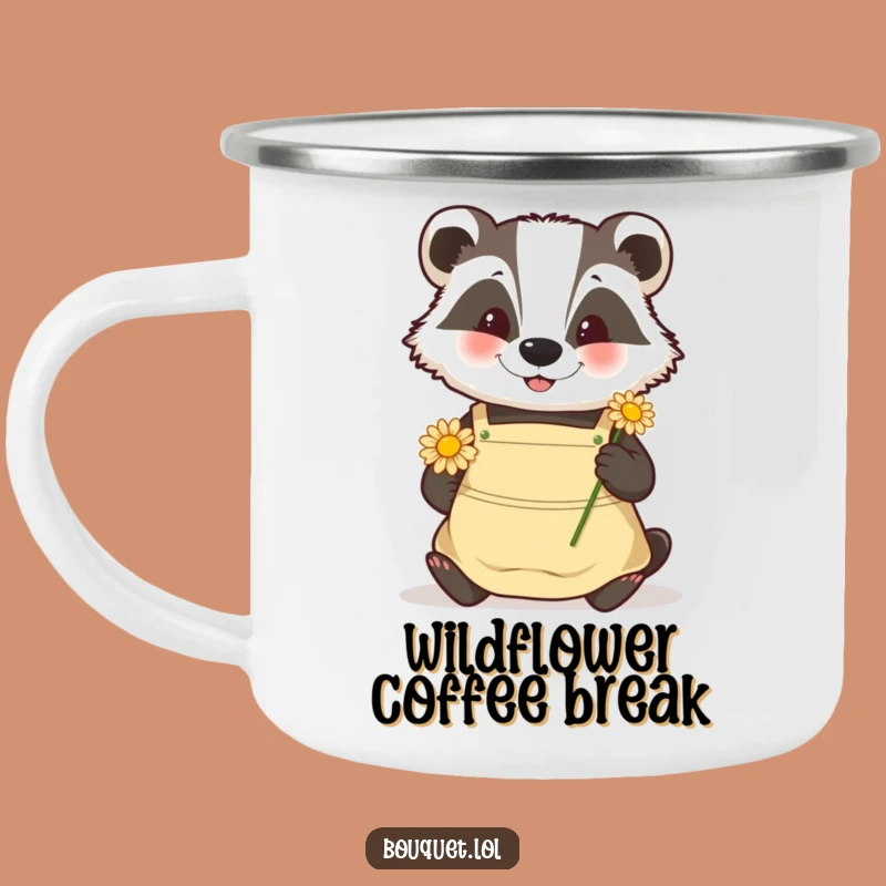 Funny Badger Gardener Camping Mug: Outdoor Daisy Placement, Nature Gift!