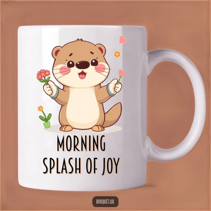 Funny Otter Gardener Mug: Playful Bouquet Toss, Perfect Funny Gift for Nature Lovers