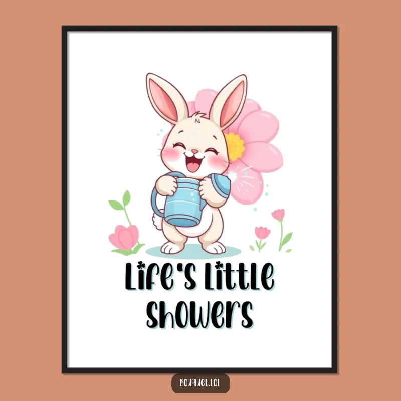 Funny Bunny Gardener Digital Art: Playful Bloom Watering Print, Perfect Gift!