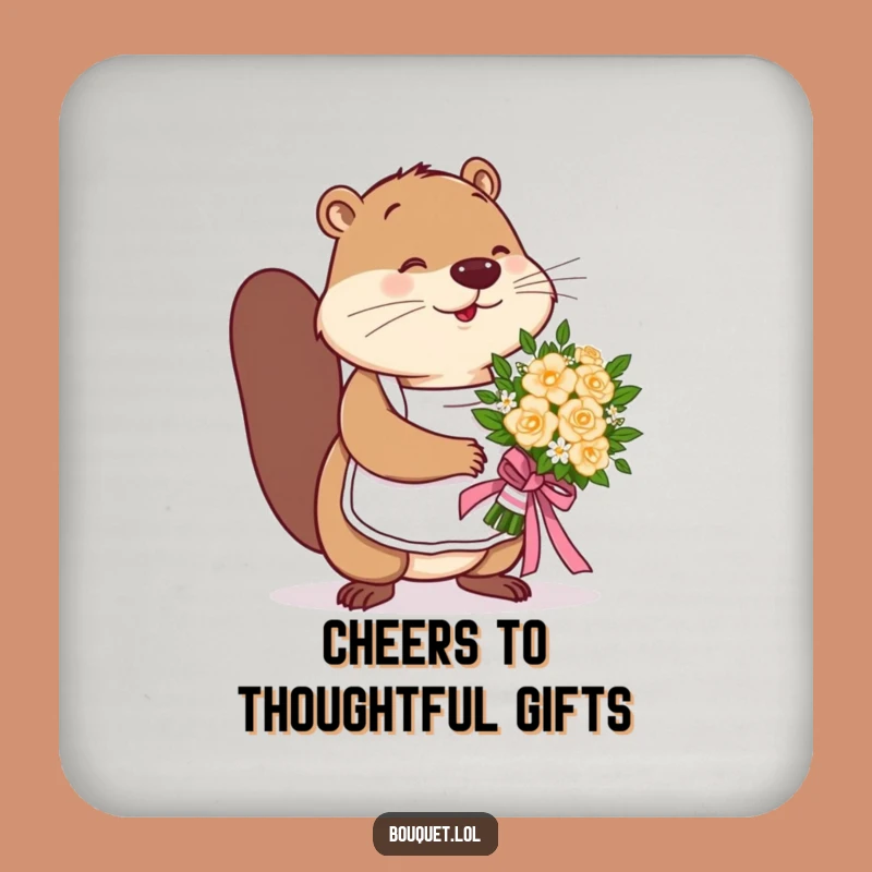 Funny Beaver Florist Coaster: Busy Bouquet Tying Protection, Crafty Gift!