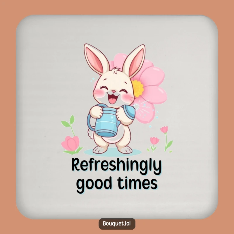 Funny Bunny Gardener Coaster: Playful Bloom Watering Protection, Perfect Gift!