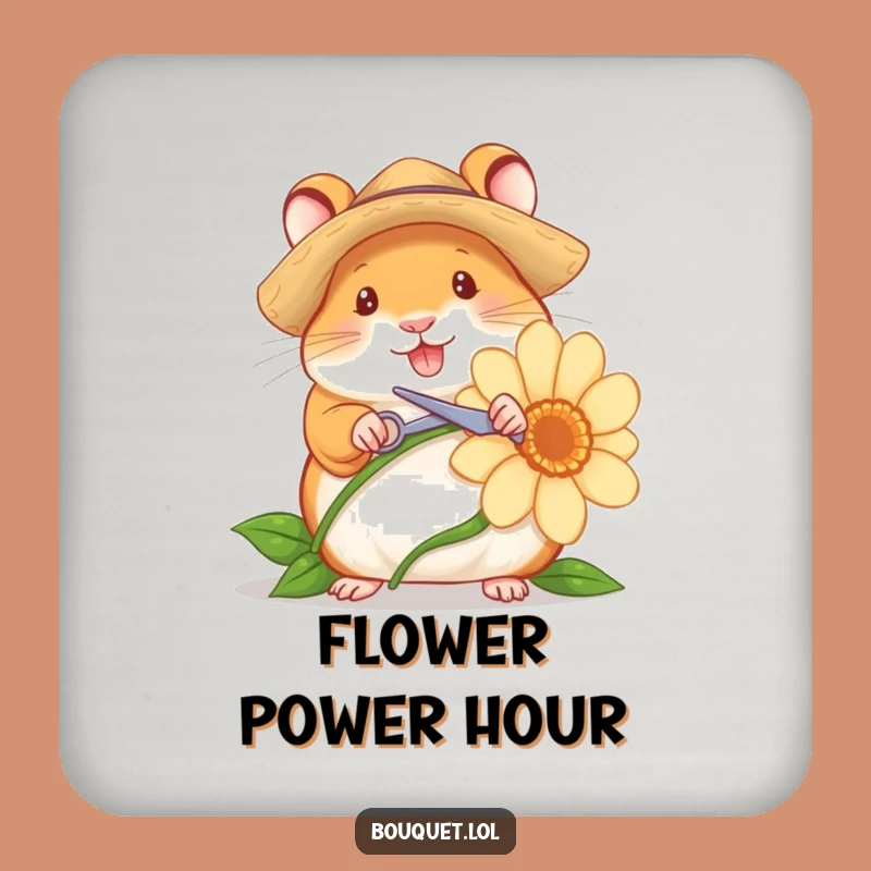 Funny Hamster Gardener Coaster: Cheerful Plant Protector, A Tiny But Mighty Funny Gift