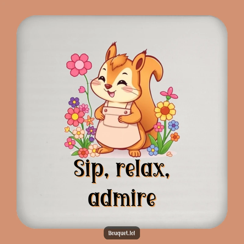Funny Squirrel Florist Coaster: Cheerful Flower Arranging Protection, Perfect Gift!
