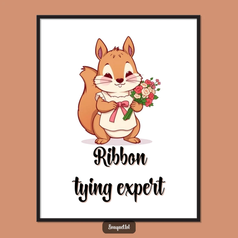 Funny Squirrel Florist Poster: Meticulous Detail Art, Whimsical Funny Gift for Walls