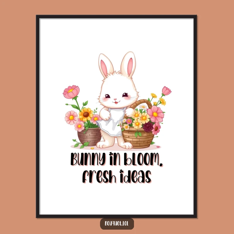 Free Printable Bunny Florist Wall Art - Cute Flower Decor Downloadable