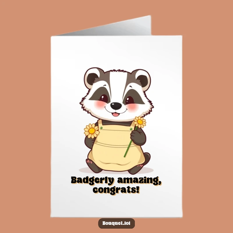 Free Printable Congrats Card: Badger Places Daisy Funny Downloadable Celebration