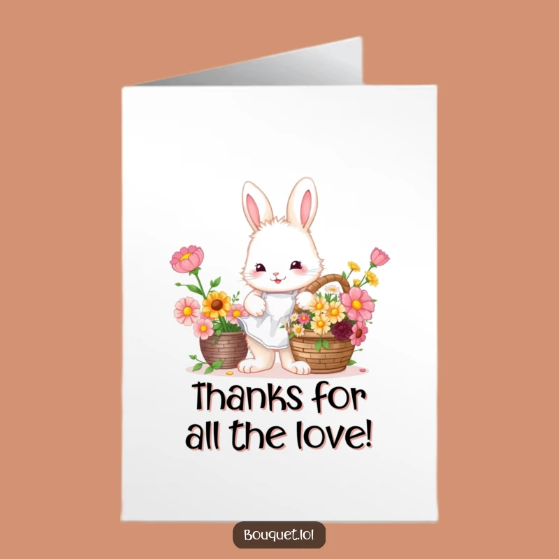 Free Printable Bunny Florist Thank You Card - Cute Flower Gratitude Downloadable