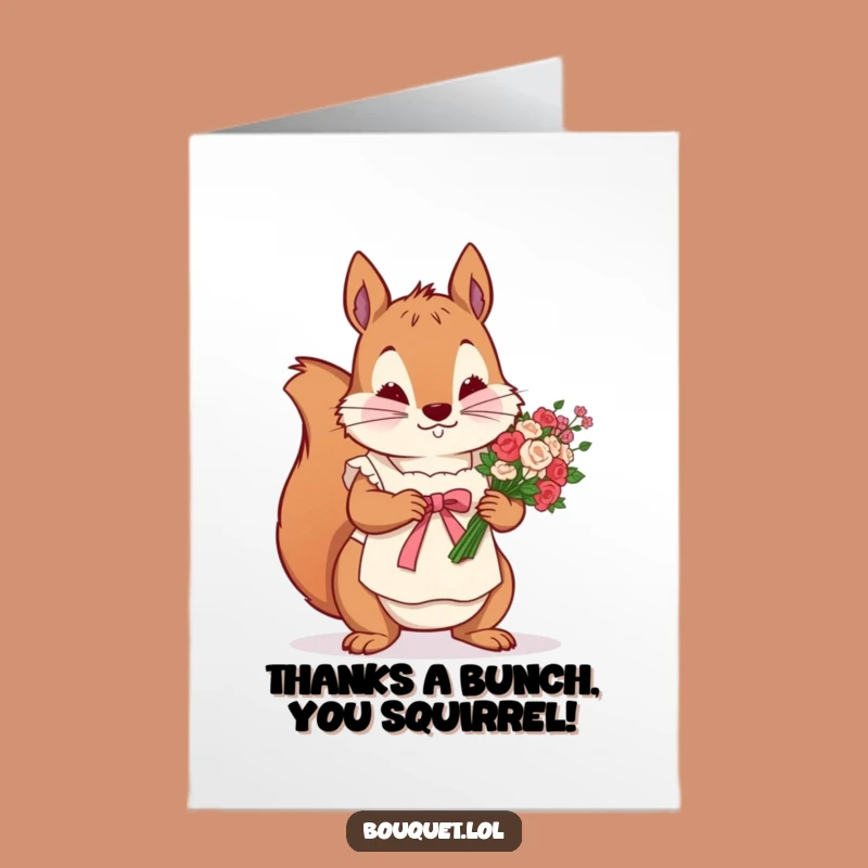 Free Printable Thank You Card: Squirrel's Flower Gift, Determined Gratitude Downloadable