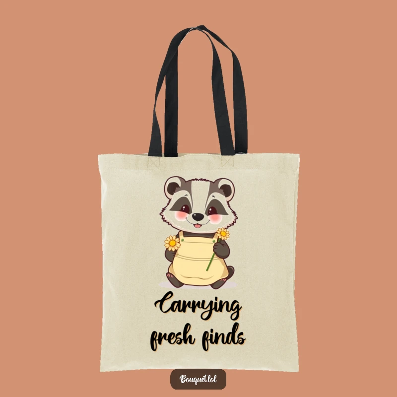 Funny Badger Gardener Tote Bag: Daisy Placement Style, Nature Gift!