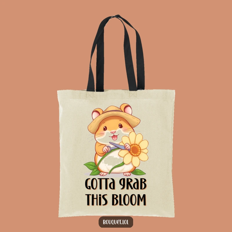 Funny Hamster Gardener Tote Bag: Cheerful Flower Snipper, The Perfect Eco-Friendly Funny Gift
